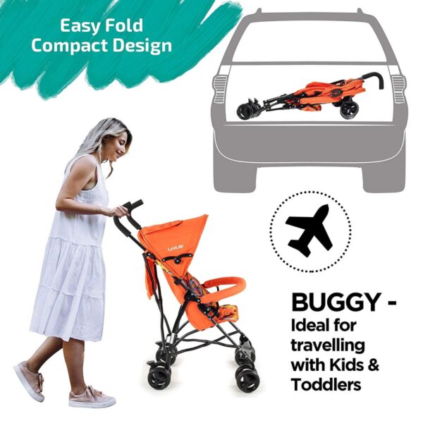 Luv Lap Tutti Fruitty Baby Stroller / Pram for 0 to 3 Years ,  New Born / Toddler / Kid ,  5 Point Safety Harness ,  Adjustable backrest ,  360? Swivel Wheel ,  Large storage basket ,  Reversible Handlebary (5639) - Image 2